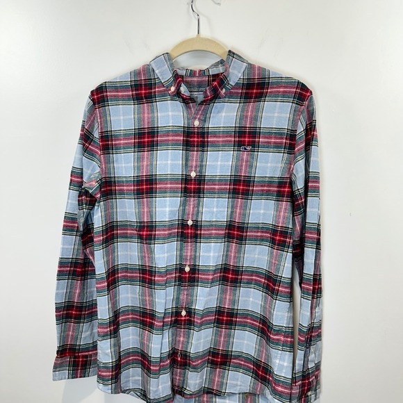 Vineyard Vines‎ Plaid Red Blue Green Button Down Long Sleeve Shirt XL 16 - Picture 1 of 4